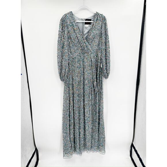 Mac Duggal 5213 Rainbow Multi Color Sequin V Neck Gown 12 NEW - Picture 2 of 7